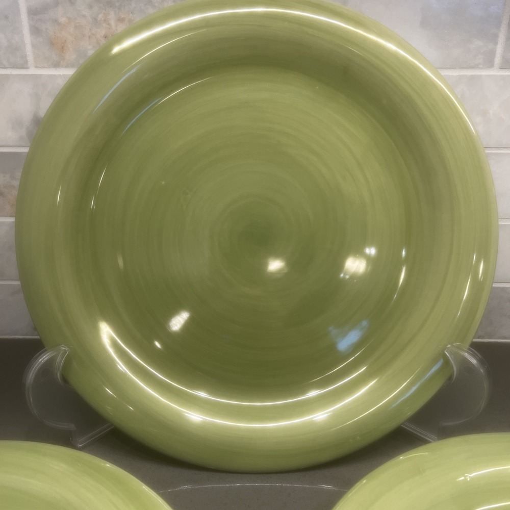 3-Dinner Plates Tabletop Gallery Playa Sage Green Hand Painted